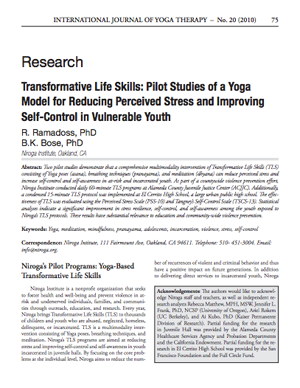 Pilot Studies of a Yoga Model for Reducing Perceived Stress and Improving Self-Control in Vulnerable Youth