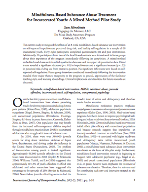 Mindfulness-Based Substance Abuse Treatment for Incarcerated Youth: A Mixed Method Pilot Study